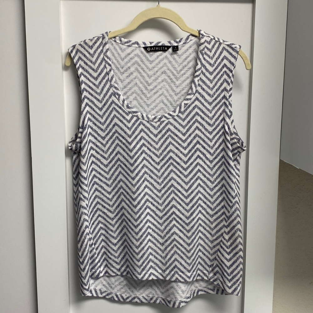 Athleta tank, size S, navy/white color scheme.